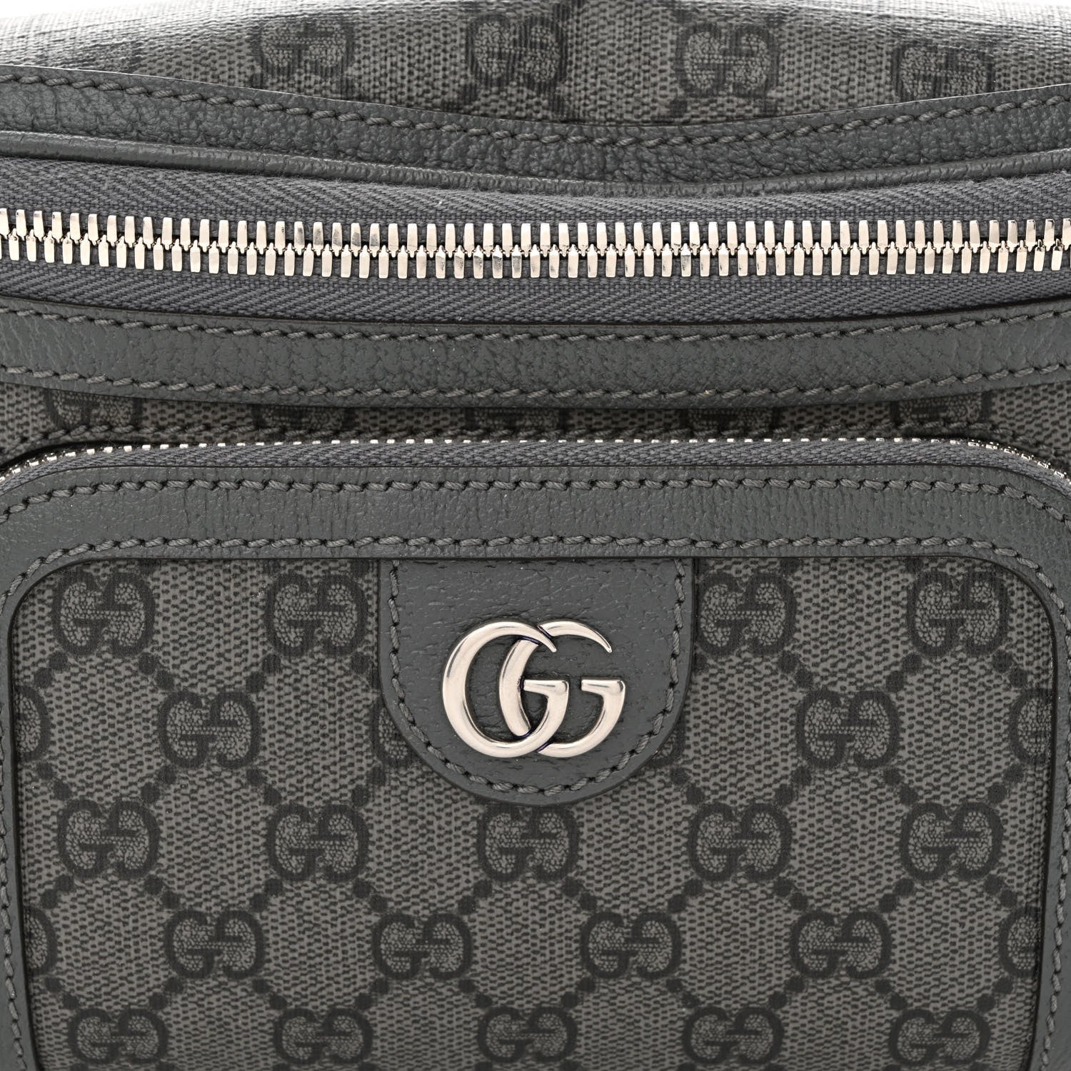 Gucci GG Supreme Monogram Textured Dollar Calfskin Ophidia Belt Bag Grey Black Graphite Grey 7 of 9
