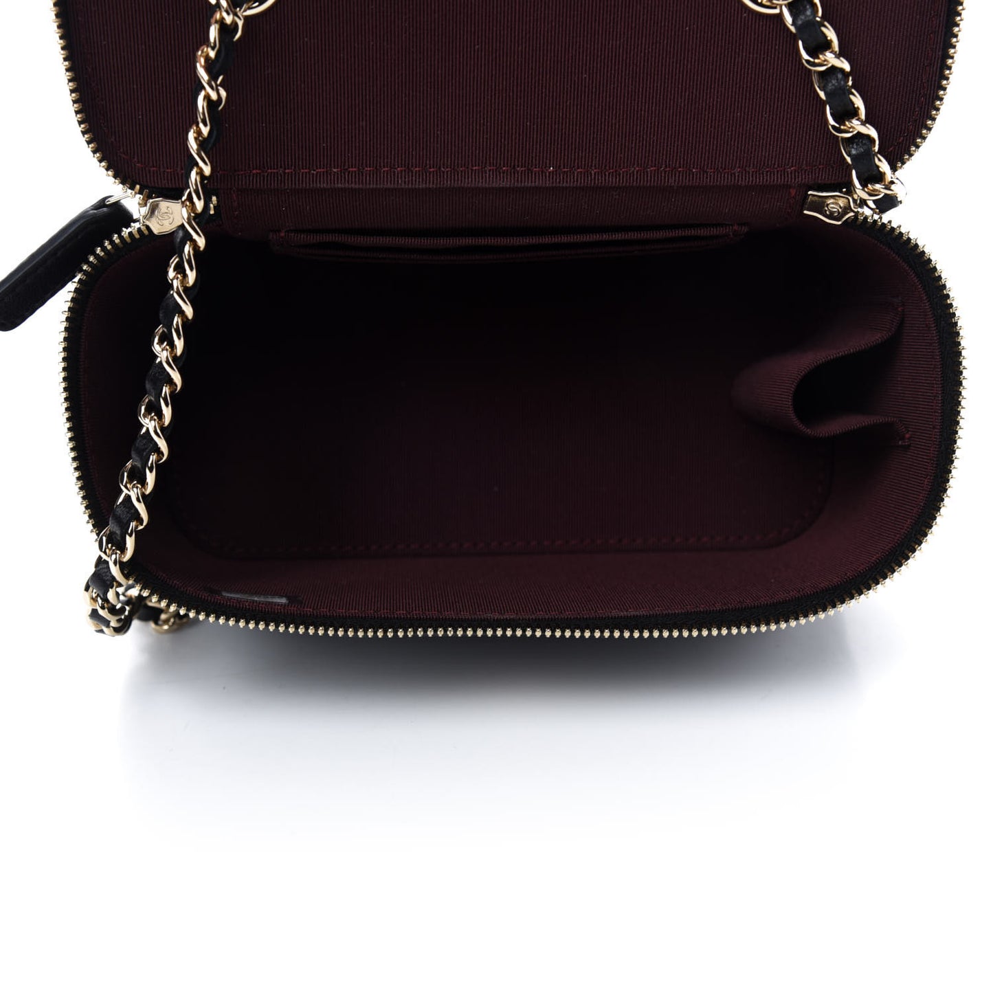 Lambskin Quilted Small Vanity Case With Chain Black