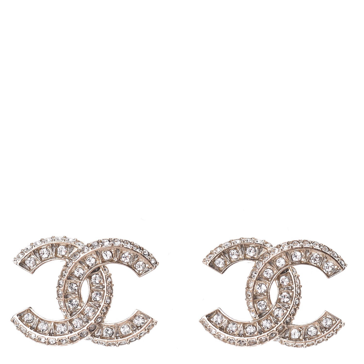 Chanel Crystal Timeless CC Earrings Light Gold 1 of 4