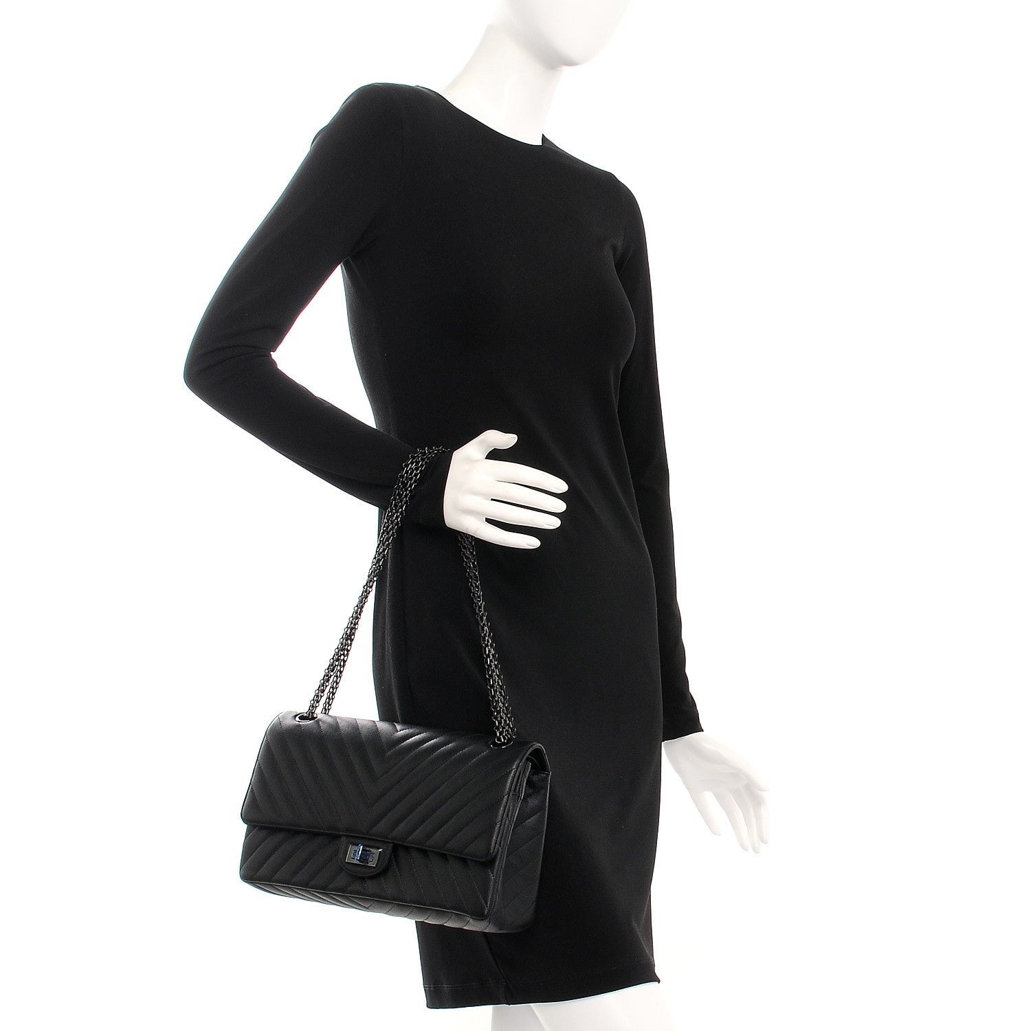 Chanel Sheepskin Chevron Quilted 2.55 Reissue 226 Flap So Black 3 of 10