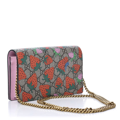Gucci GG Supreme Monogram Strawberry Chain Wallet 3 of 10