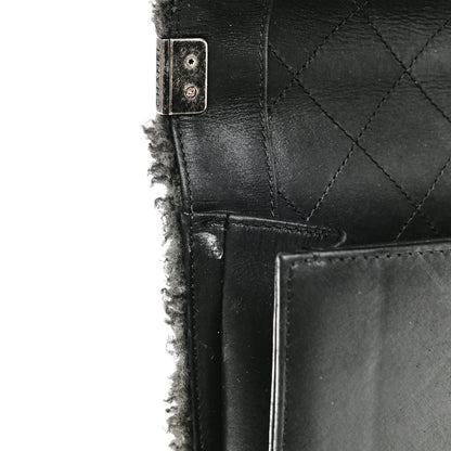 Chanel Shearling Iridescent Calfskin Medium Boy Flap Black Grey 13 of 13