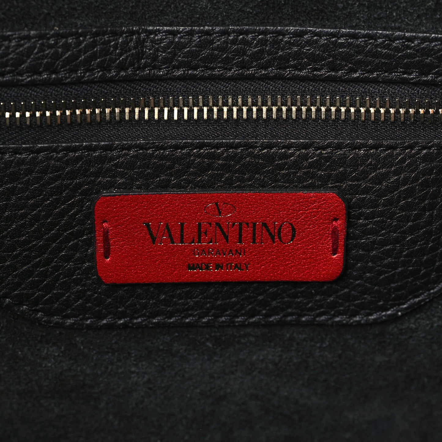 Grained Calfskin Small Rockstud Shoulder Tote Black