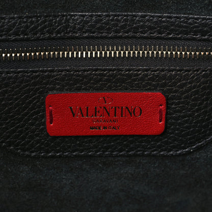 Valentino Garavani Grained Calfskin Small Rockstud Shoulder Tote Black 6 of 8