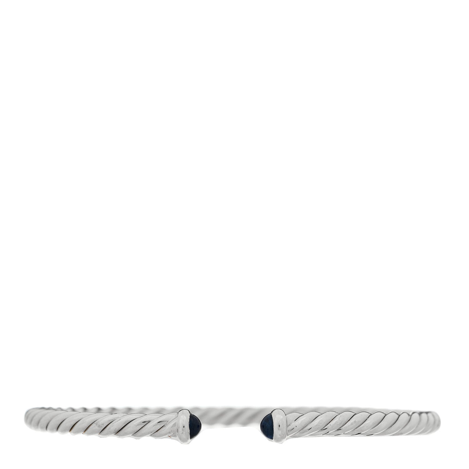 David Yurman 18K White Gold Blue Sapphire 4mm Cablespira Bracelet 1 of 6