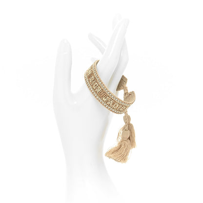 Christian Dior Woven Cotton Crystal Embroidered J'Adior Friendship Bracelet Gold 2 of 4