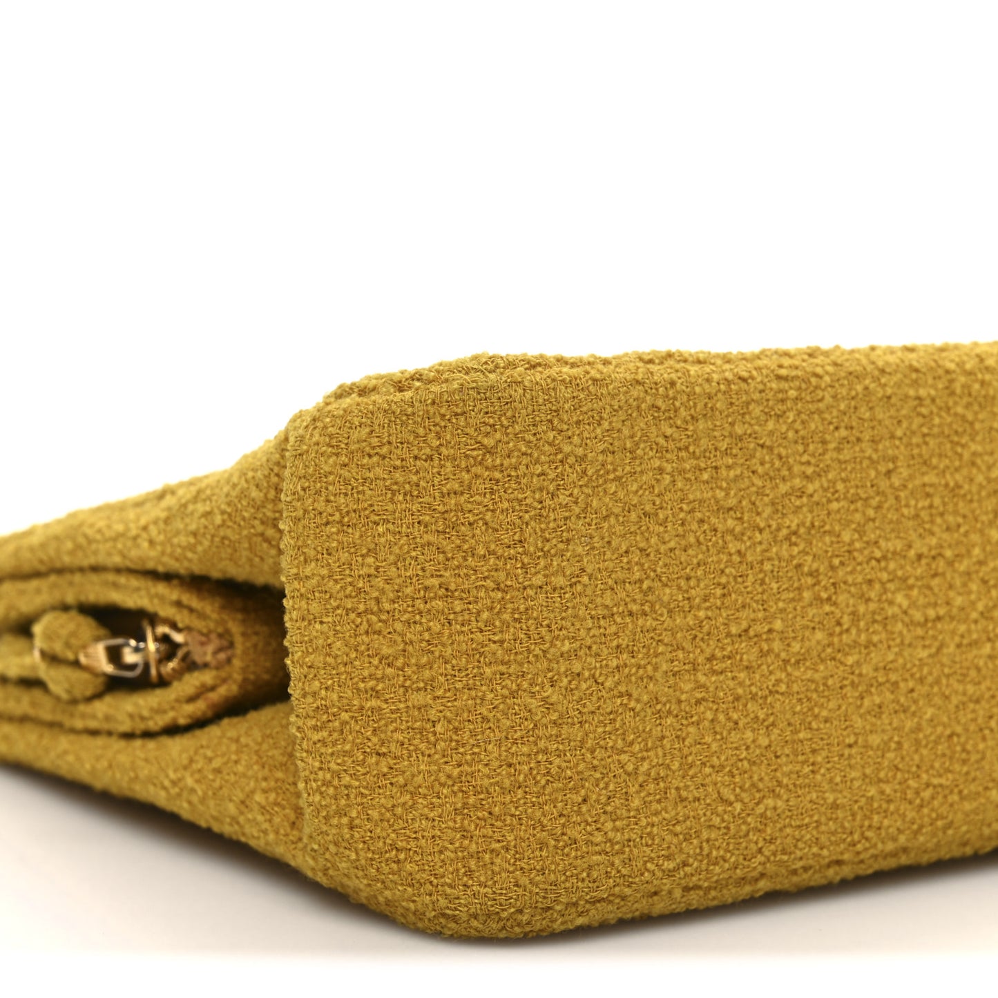 Tweed Chevron Bijoux Chain Shoulder Bag Yellow