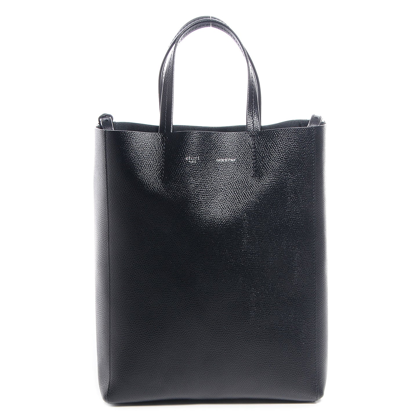 Grained Calfskin Small Vertical Cabas Black