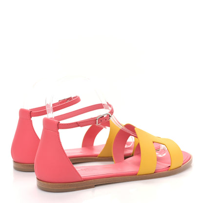 Hermes Calfskin Santorini Sandals 38.5 Jaune Sable Rose 4 of 9