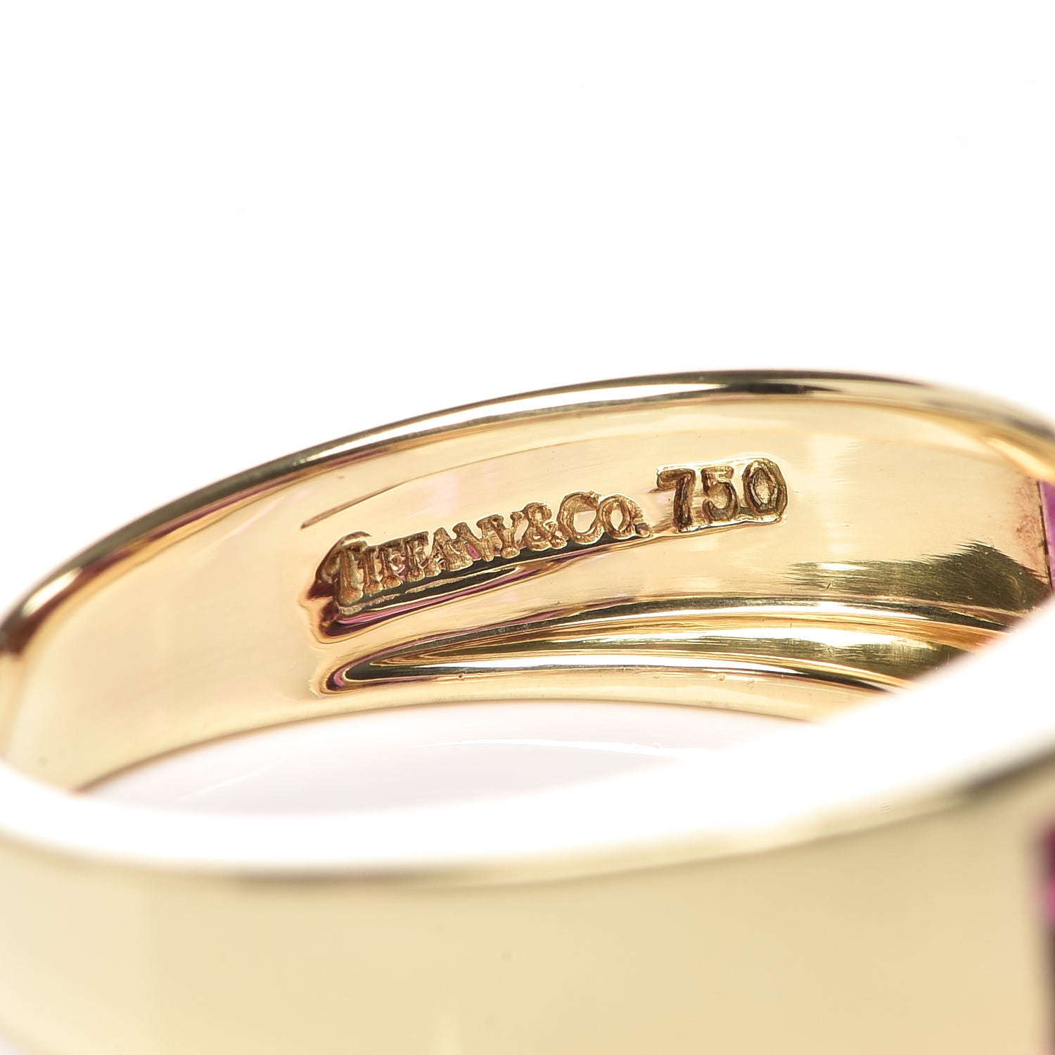 Tiffany 18K Yellow Gold Rubellite Paloma's Studio Baguette Three-Stone Ring 50 5.5 5 of 6