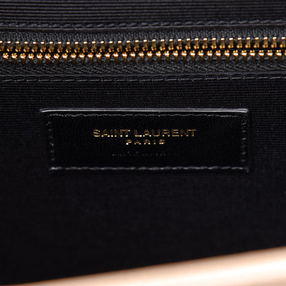 Saint Laurent Grain De Poudre Matelasse Chevron Large Monogram Satchel Dark Beige 7 of 10