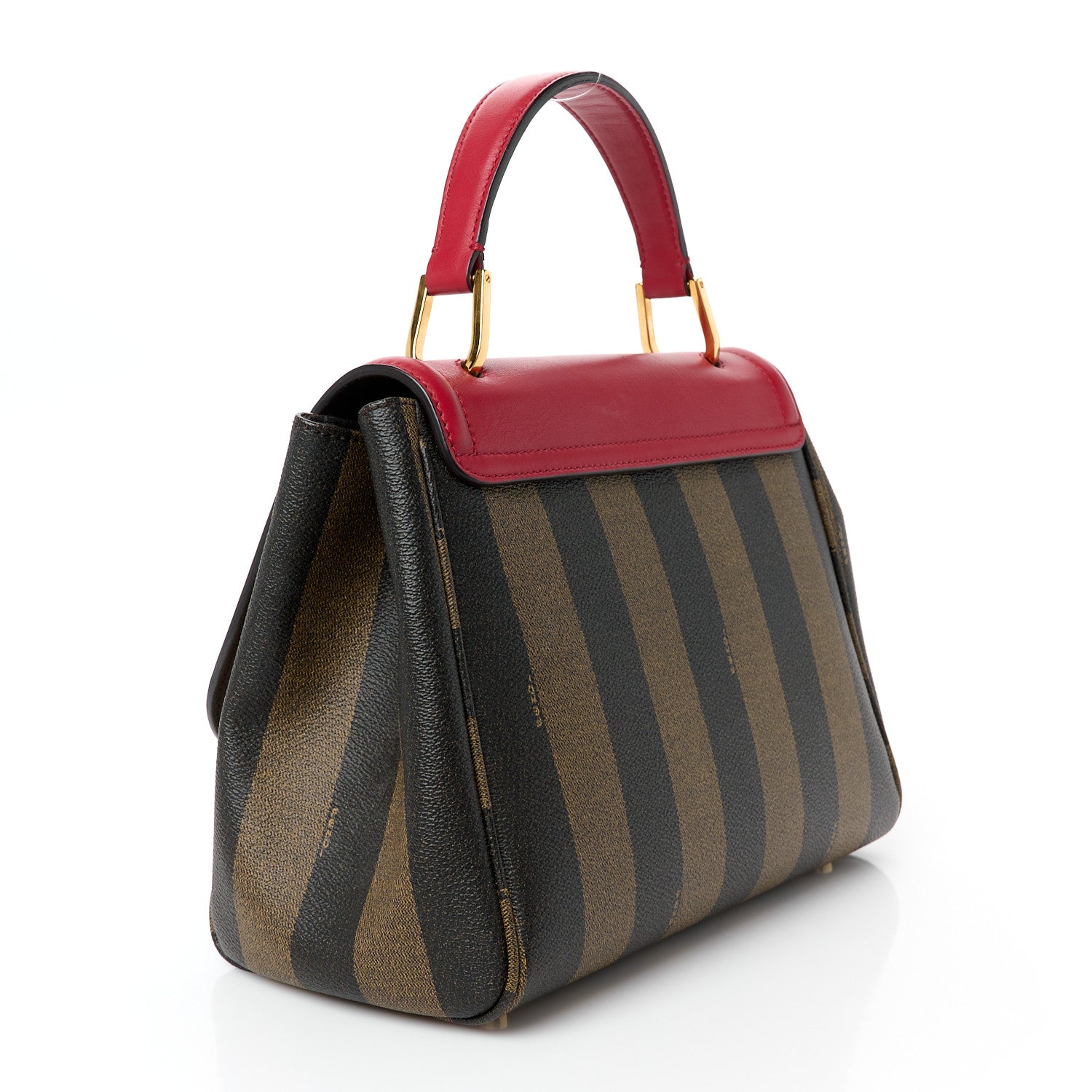 Fendi Pequin Spalmati Vitello Flamingo Shoulder Bag Tobacco Red 3 of 12