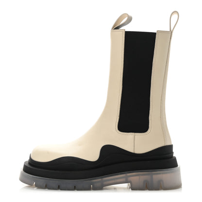 Bottega Veneta Calfskin The Tire Chelsea Boots 40 Wax Black Transparent 1 of 8