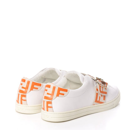 Fendi Vitello FF Embossed Womens Slip On Sneakers 40 Ultra White Camelia Aranciata 4 of 8