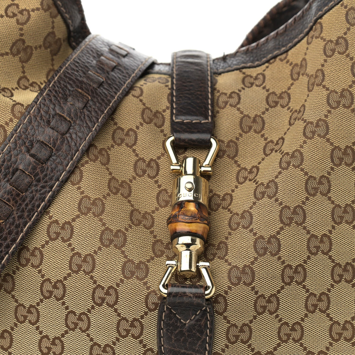 Gucci Monogram Large New Jackie Shoulder Bag Dark Brown 8 of 14