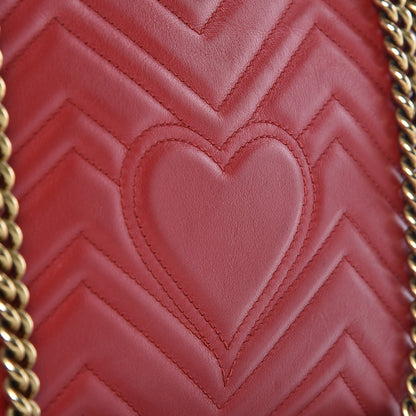 Gucci Calfskin Matelasse Medium GG Marmont Shoulder Bag Hibiscus Red 16 of 20