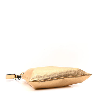 Fendi Laminated Calfskin Medium Drawstring Pouch Bag Oro Black 4 of 10