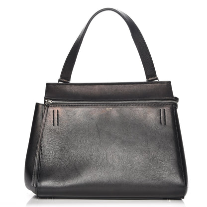 Celine Grained Calfskin Medium Edge Shoulder Bag Black 1 of 8