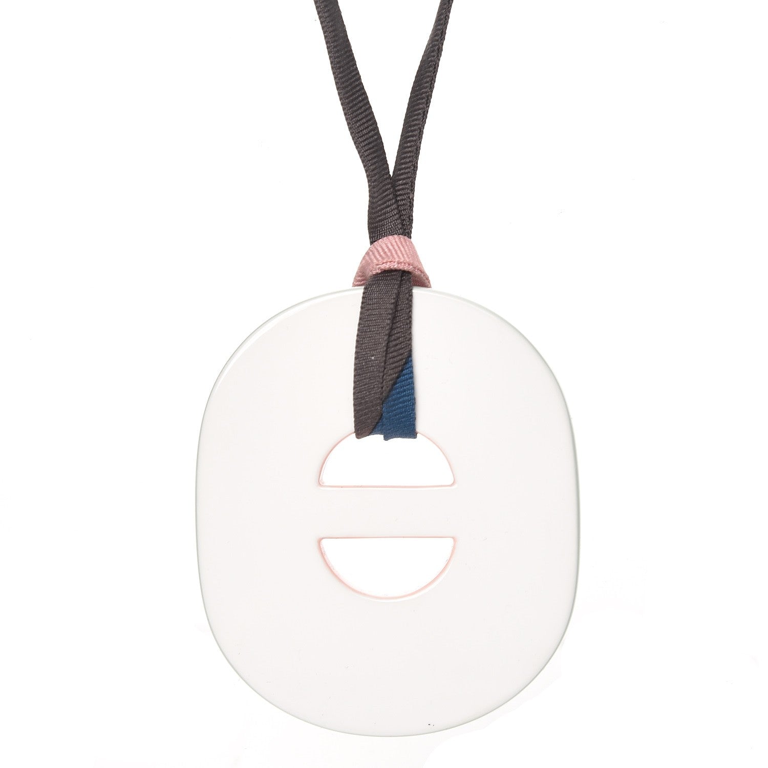 Hermes Lacquered Wood Fidelio Pigment Necklace Rose Cameo Blanc Argile 4 of 5