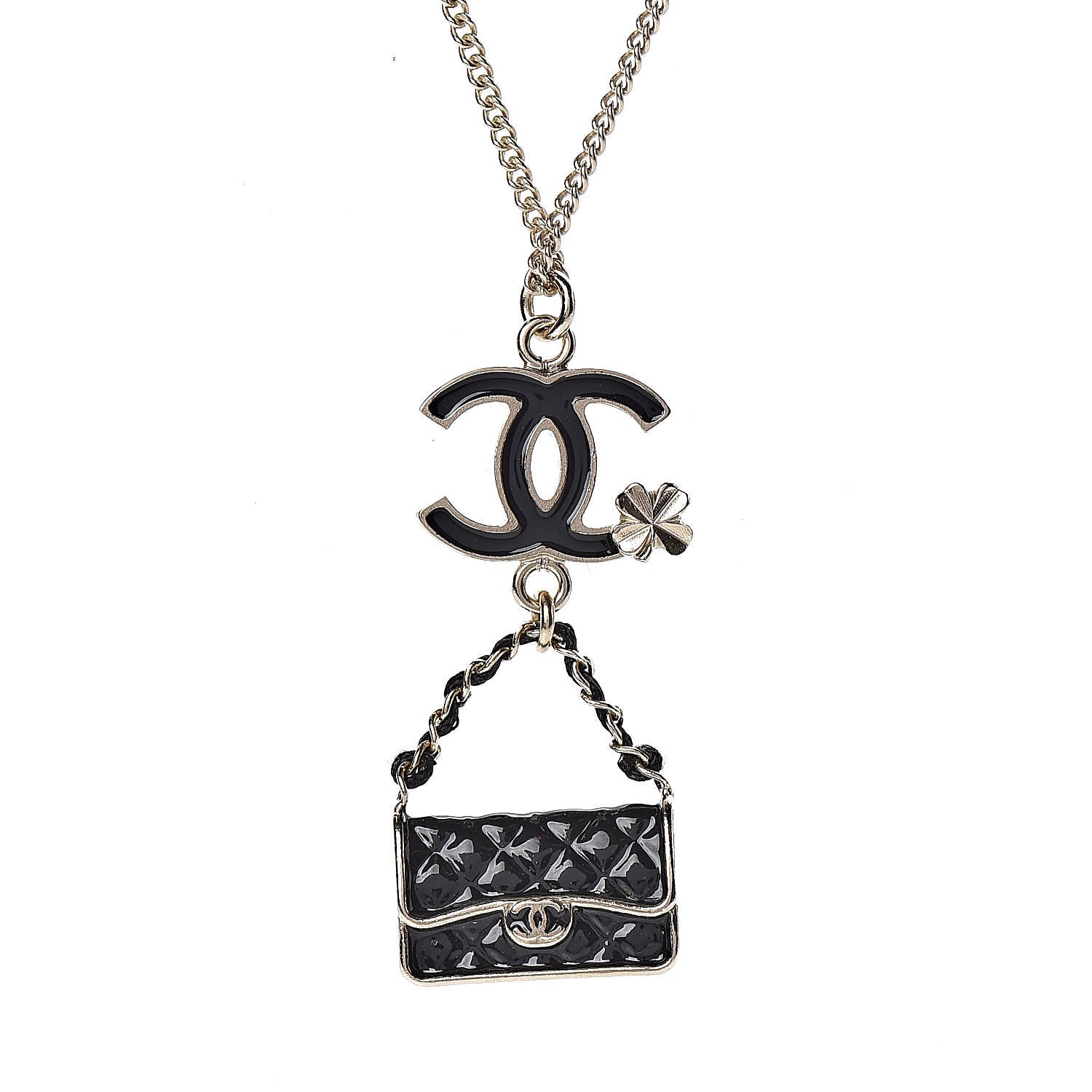 Chanel Enamel Charming Chic Classic Flap CC Charm Necklace Black 4 of 6