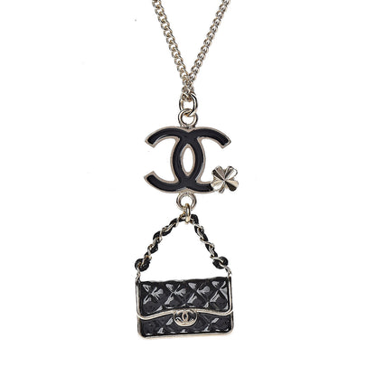 Chanel Enamel Charming Chic Classic Flap CC Charm Necklace Black 4 of 6