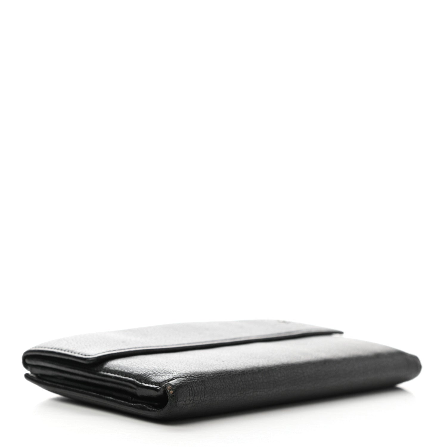 Chanel Goatskin Camellia Embossed Flap Wallet Black 3 of 9