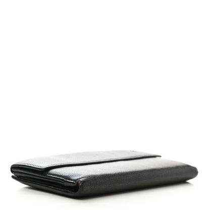 Chanel Goatskin Camellia Embossed Flap Wallet Black 3 of 9