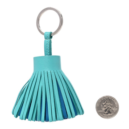 Hermes Lambskin Tri-Color Carmen Tassel Key Holder Bleu Lagoon Bleu Izmir Bleu De Malte 2 of 3