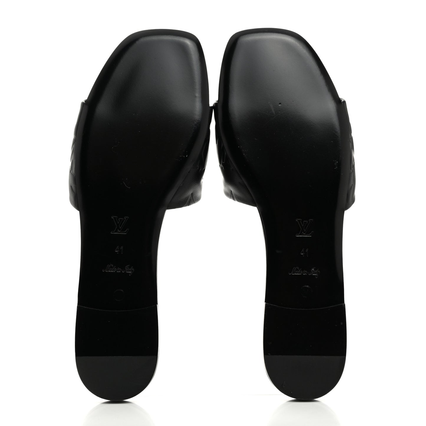 Lambskin Embossed Monogram Revival Flat Mules 41 Black