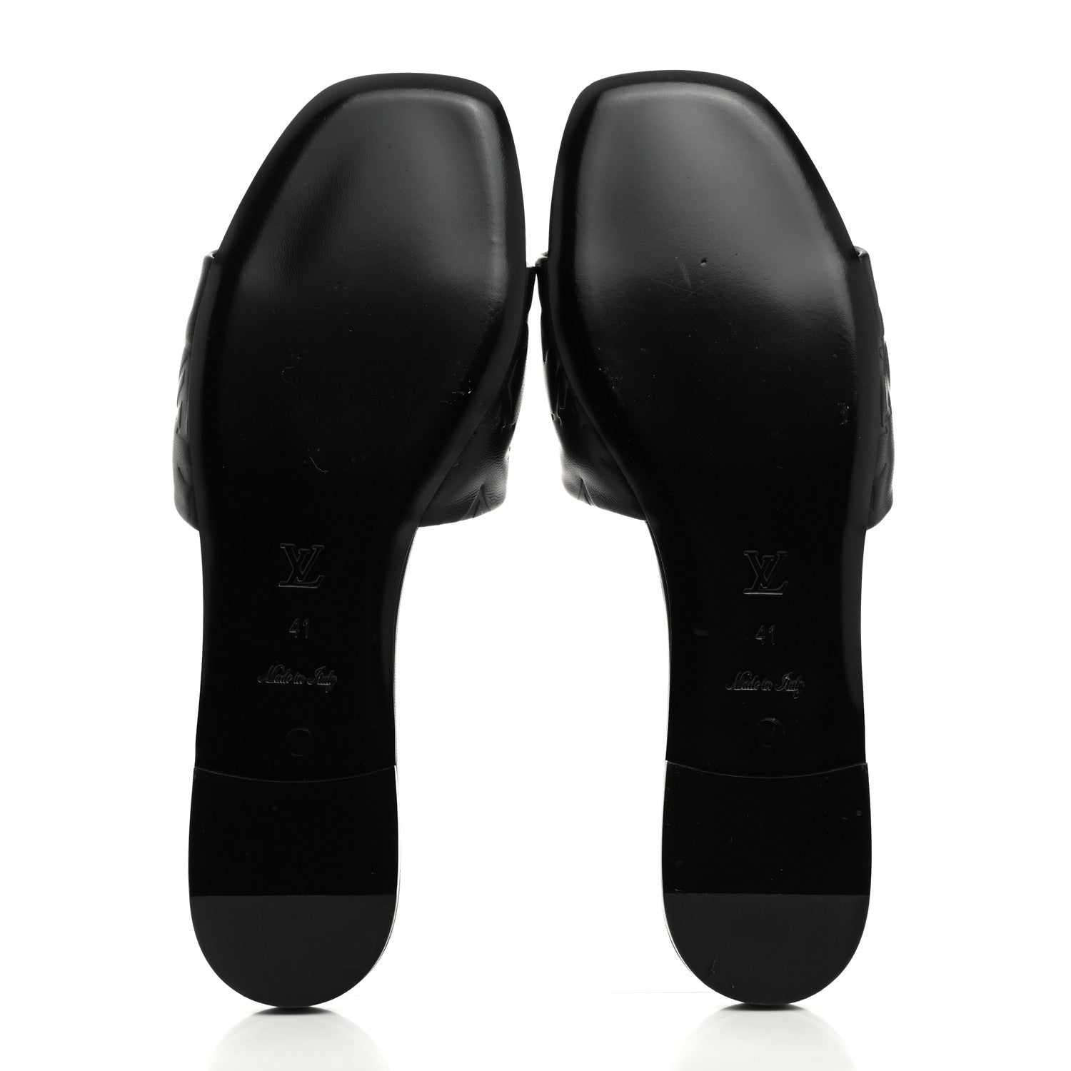 Louis Vuitton Lambskin Embossed Monogram Revival Flat Mules 41 Black 5 of 8