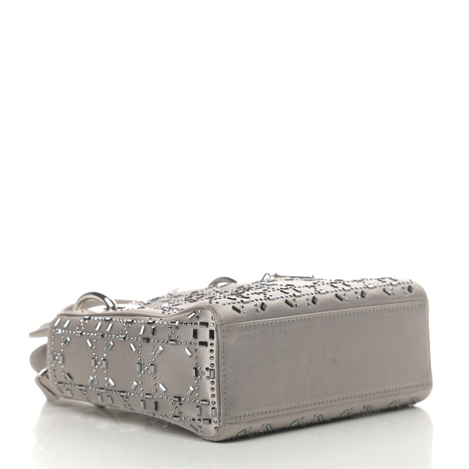 Christian Dior Satin Crystal Cannage Mini Lady Dior Gray 4 of 13