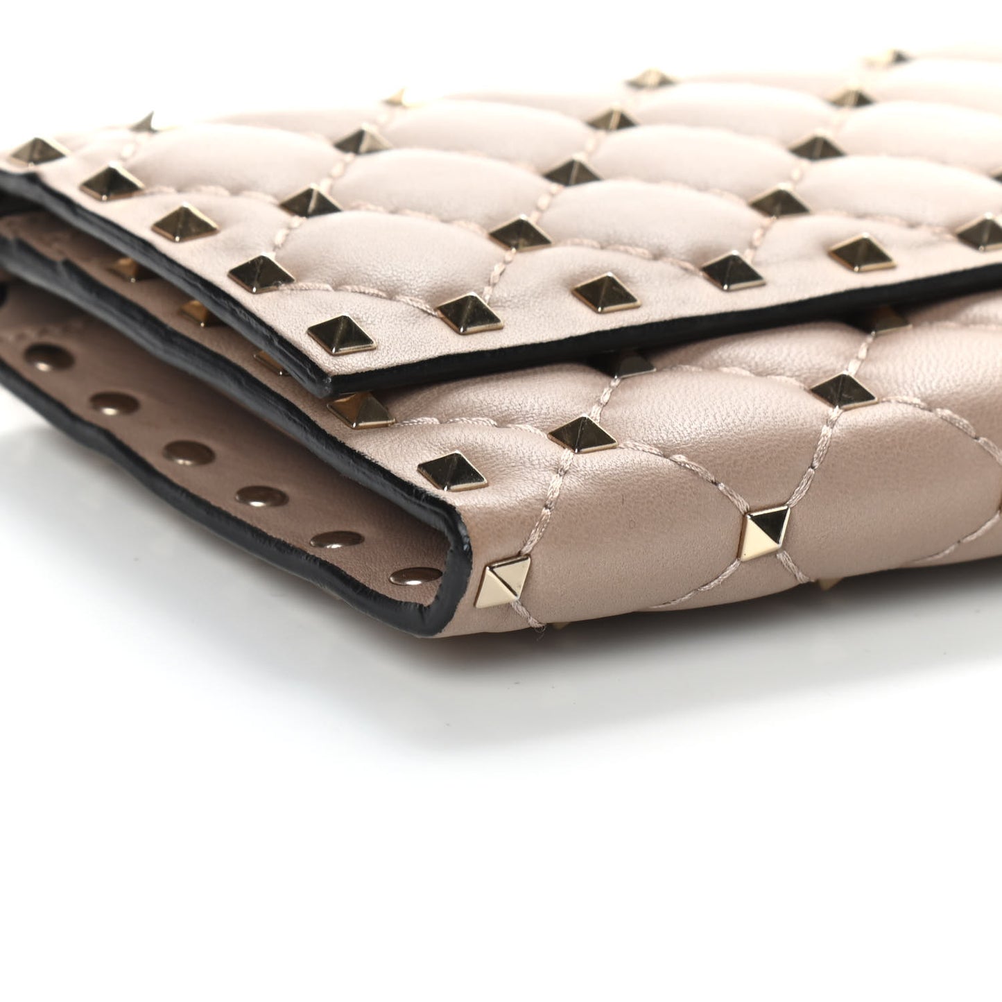Nappa Rockstud Spike Flap Wallet on Chain Poudre