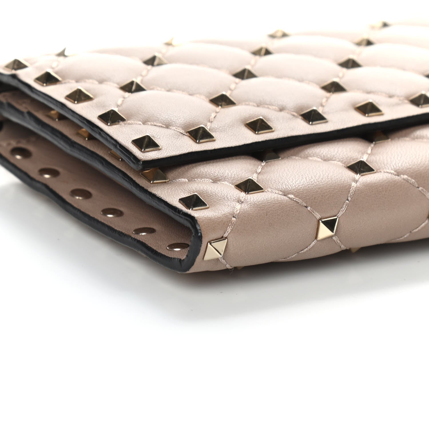 Valentino Garavani Nappa Rockstud Spike Flap Wallet on Chain Poudre 4 of 10