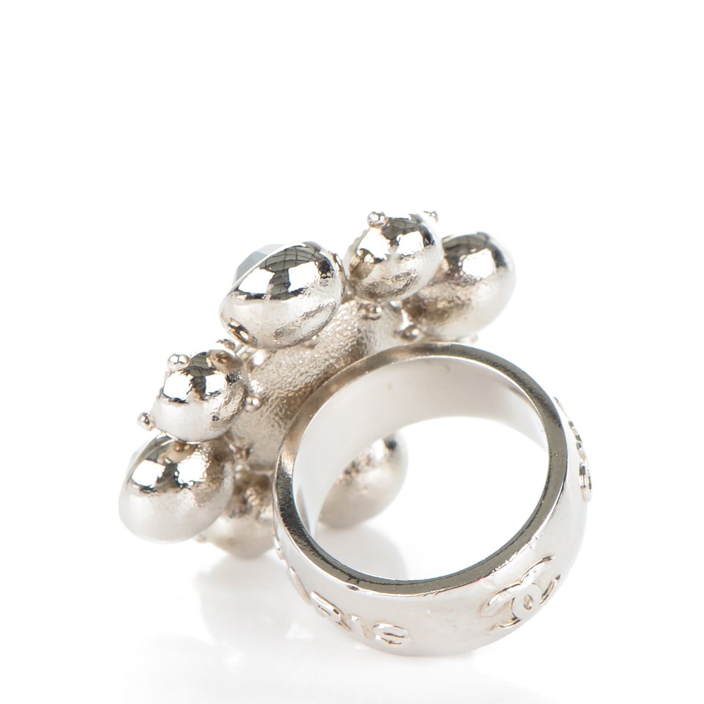 Crystal CC Ring 7 Silver Black Pink