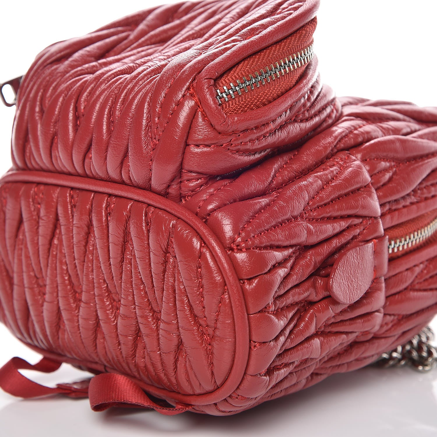 Miu Miu Nappa Matelasse Lux Mini Backpack Rosso 10 of 11