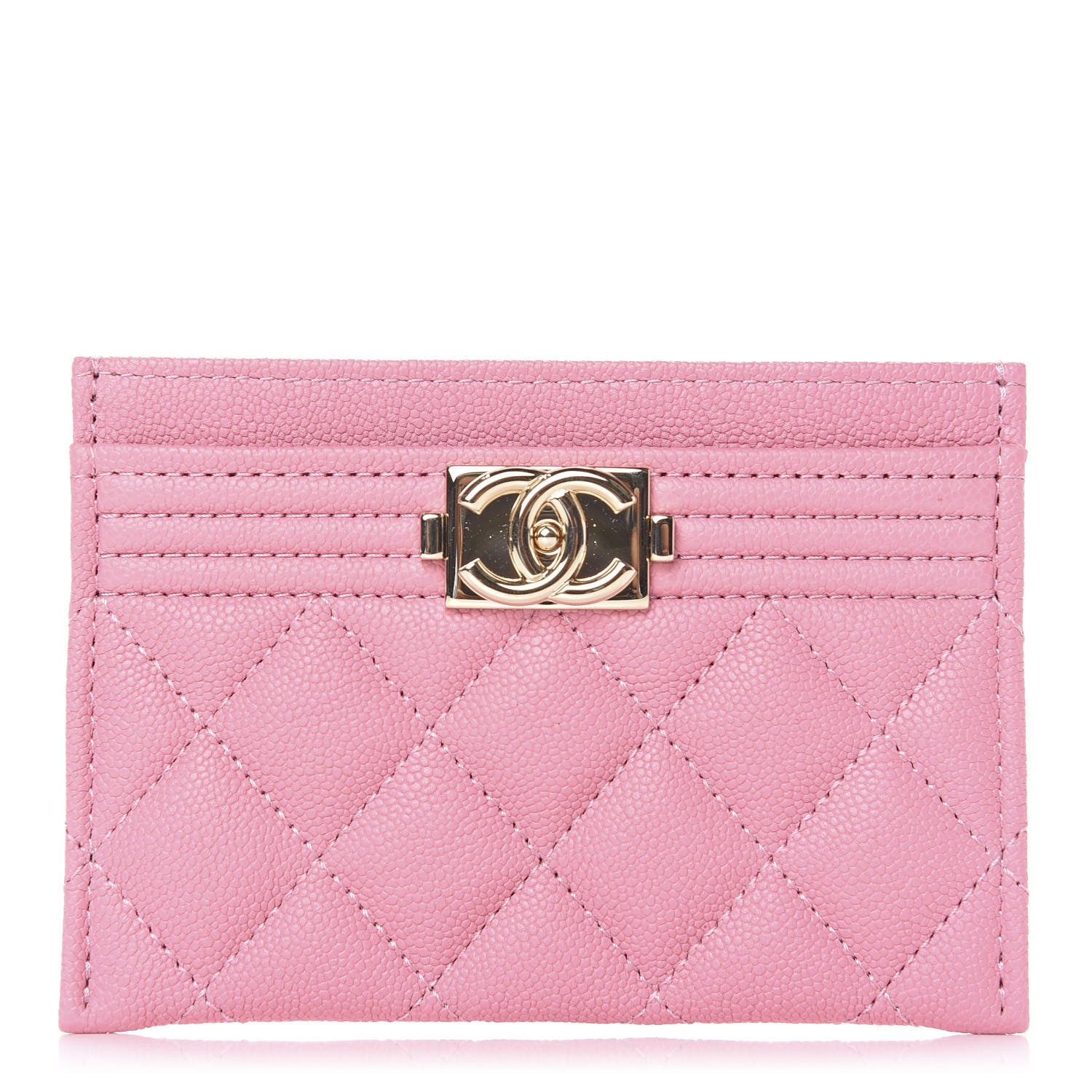 Chanel Caviar Quilted Boy Card Holder Pink 1 of 9