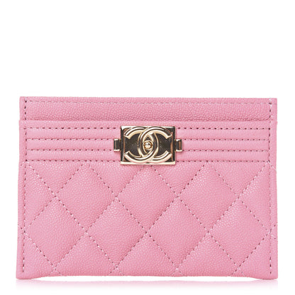Chanel Caviar Quilted Boy Card Holder Pink 1 of 9