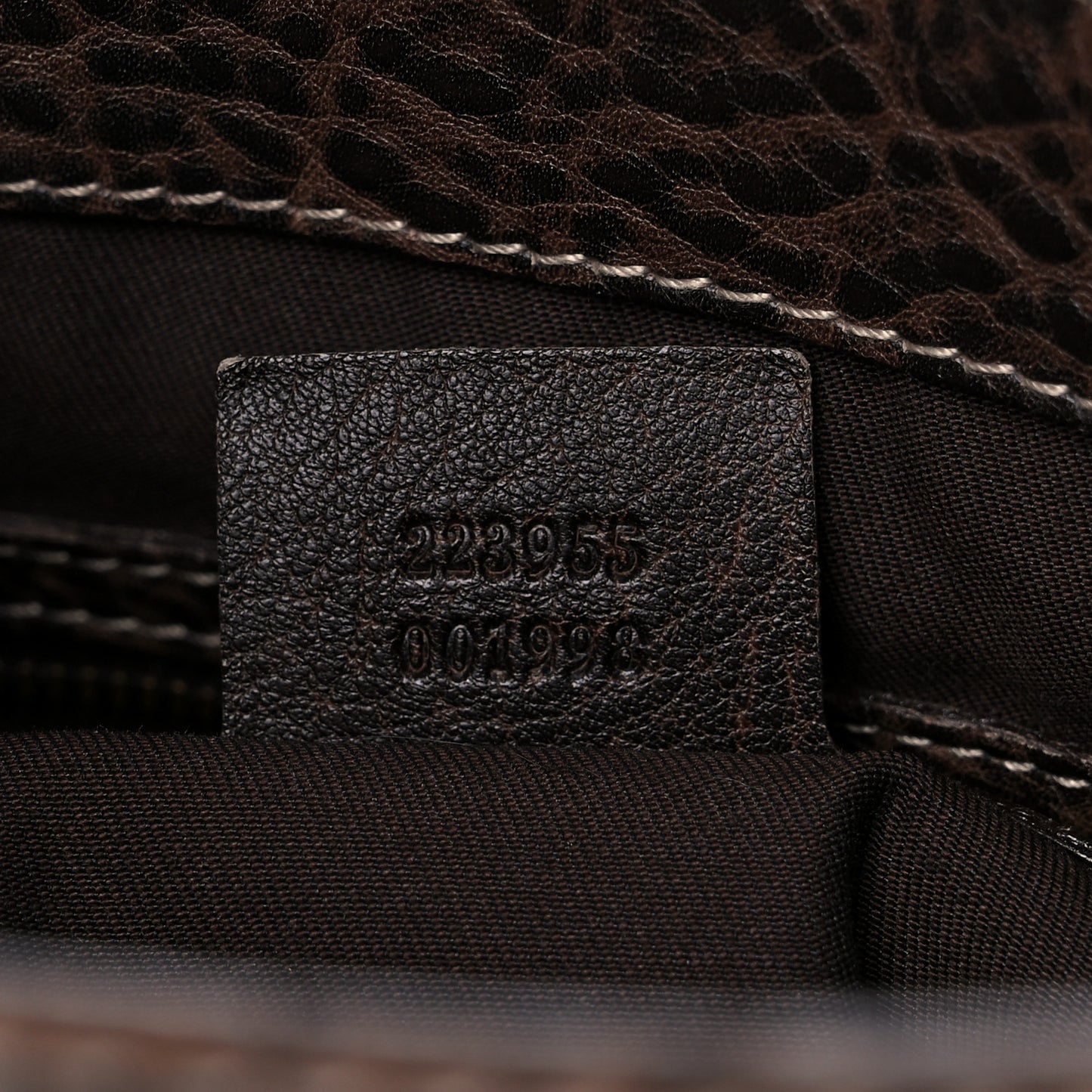 Guccissima Large New Pelham Satchel Dark Brown