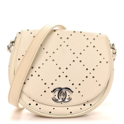 Chanel Caviar Perforated Messenger Bag White 1 of 12