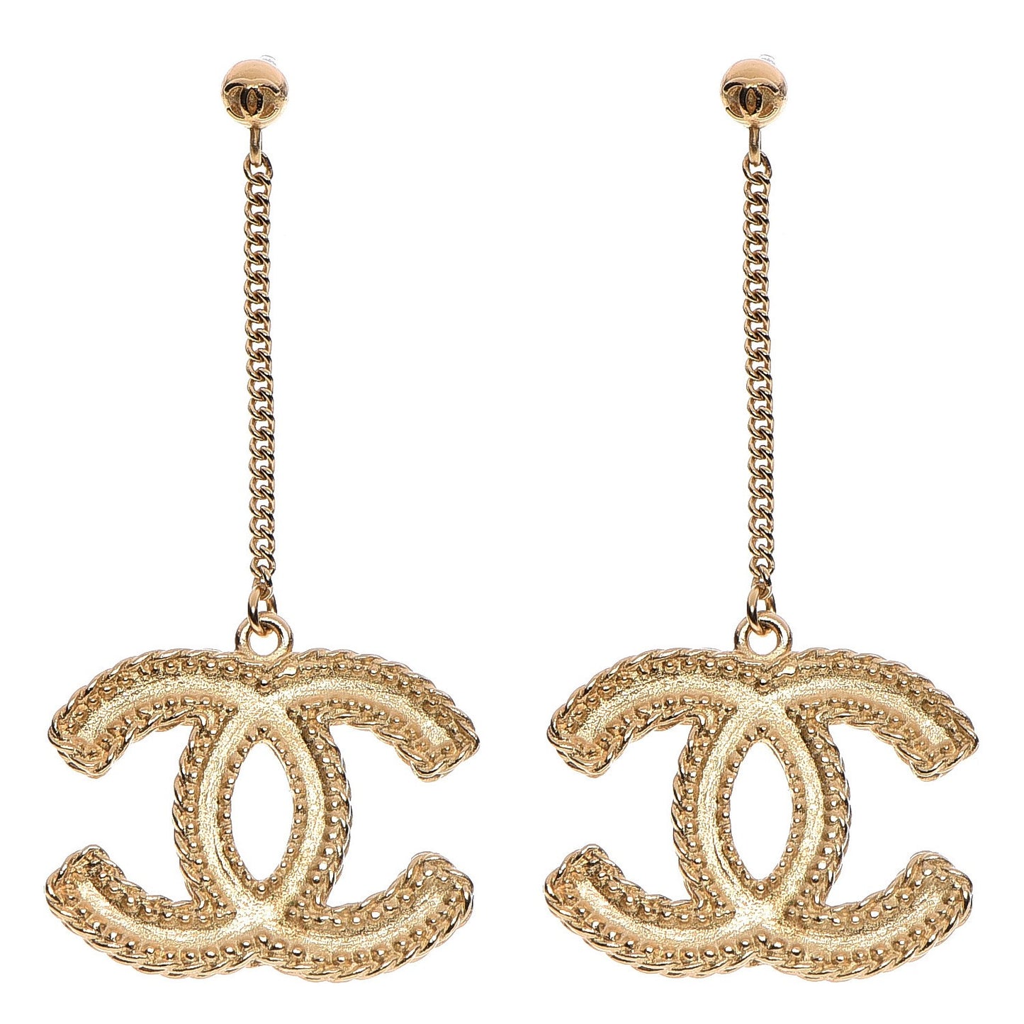 CC Drop Earrings Matte Gold