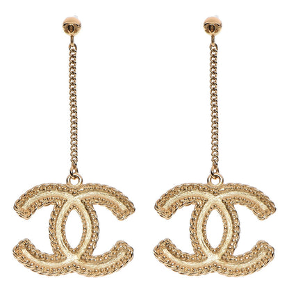 Chanel CC Drop Earrings Matte Gold 1 of 6