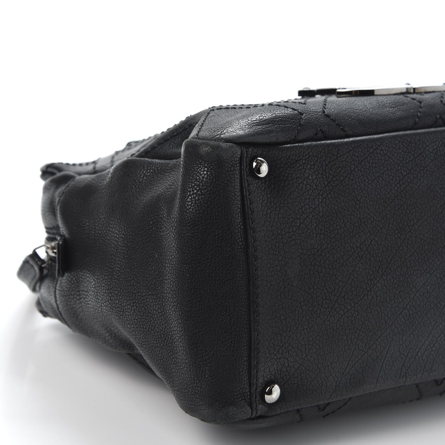 Calfskin Small Diamond Stitch Tote Black