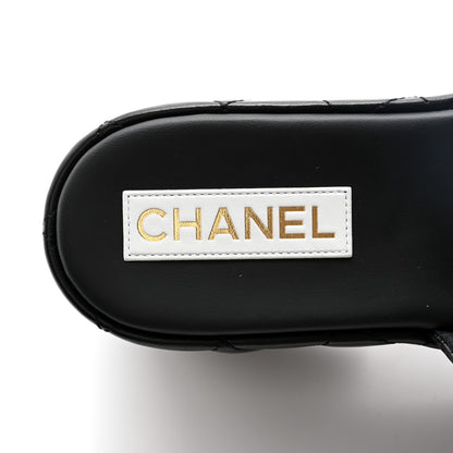 Chanel Lambskin Quilted CC Mules Wedge Sandals 41 Black 8 of 9
