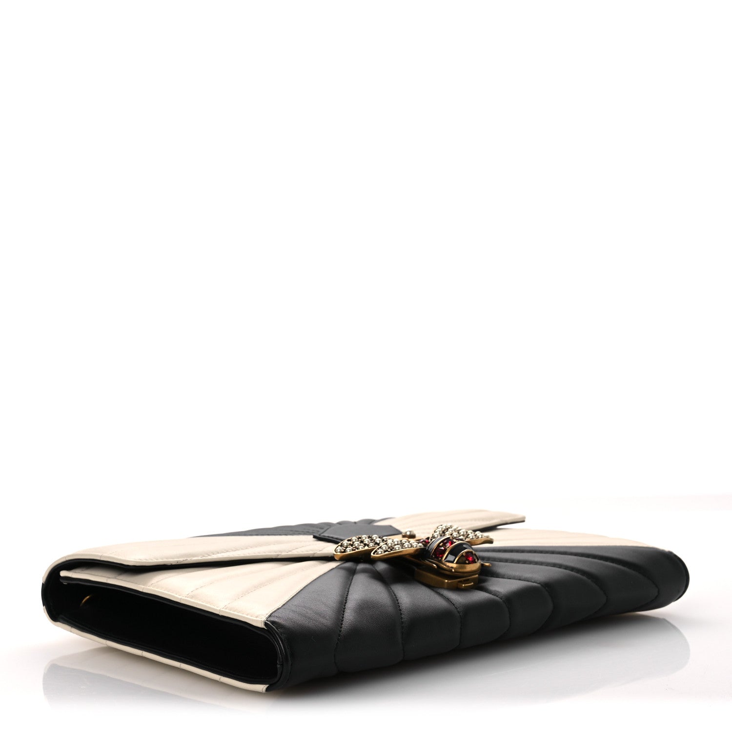 Gucci Calfskin Trapuntata Queen Margaret Clutch Mystic White Black 4 of 11