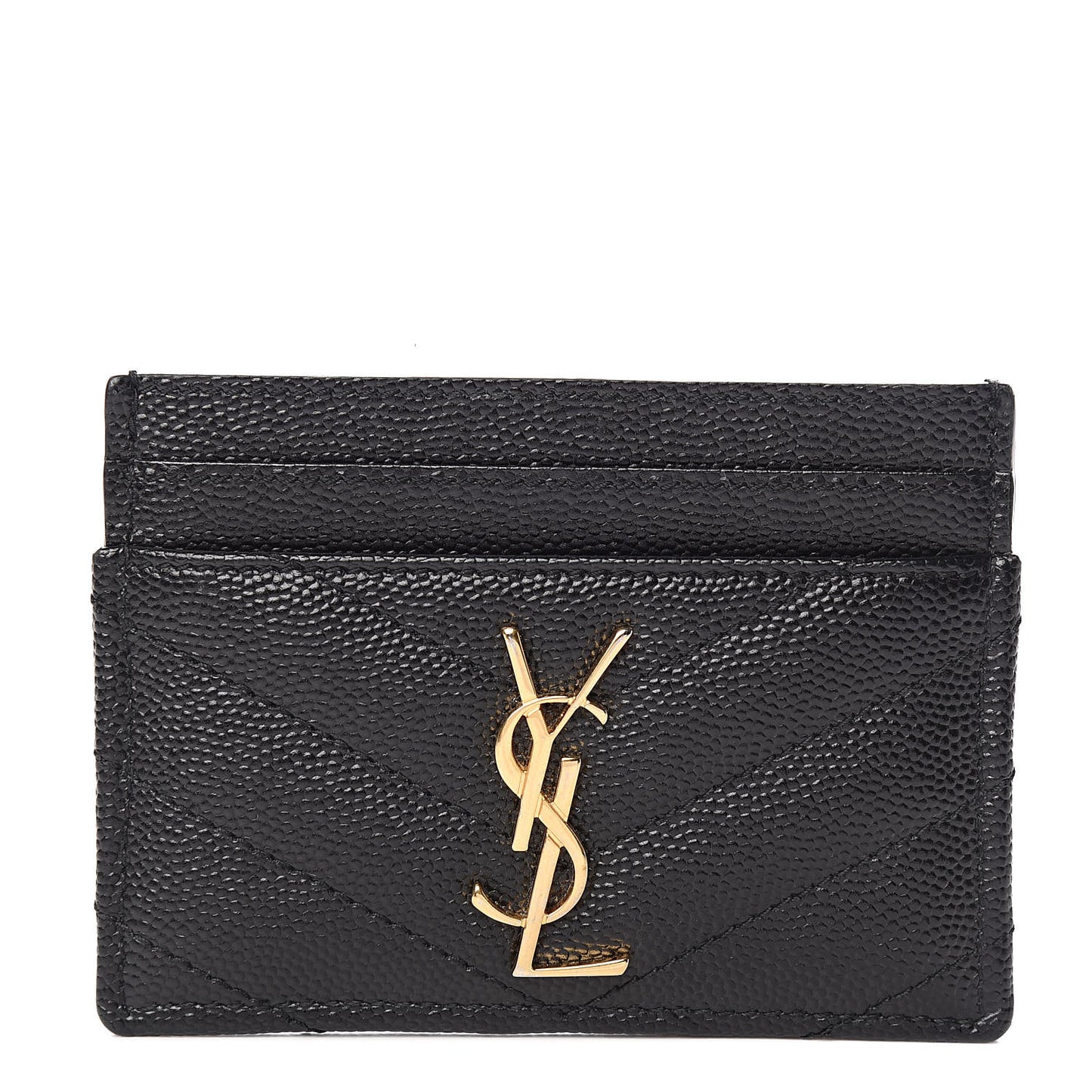 Grain De Poudre Matelasse Chevron Monogram Credit Card Case Black
