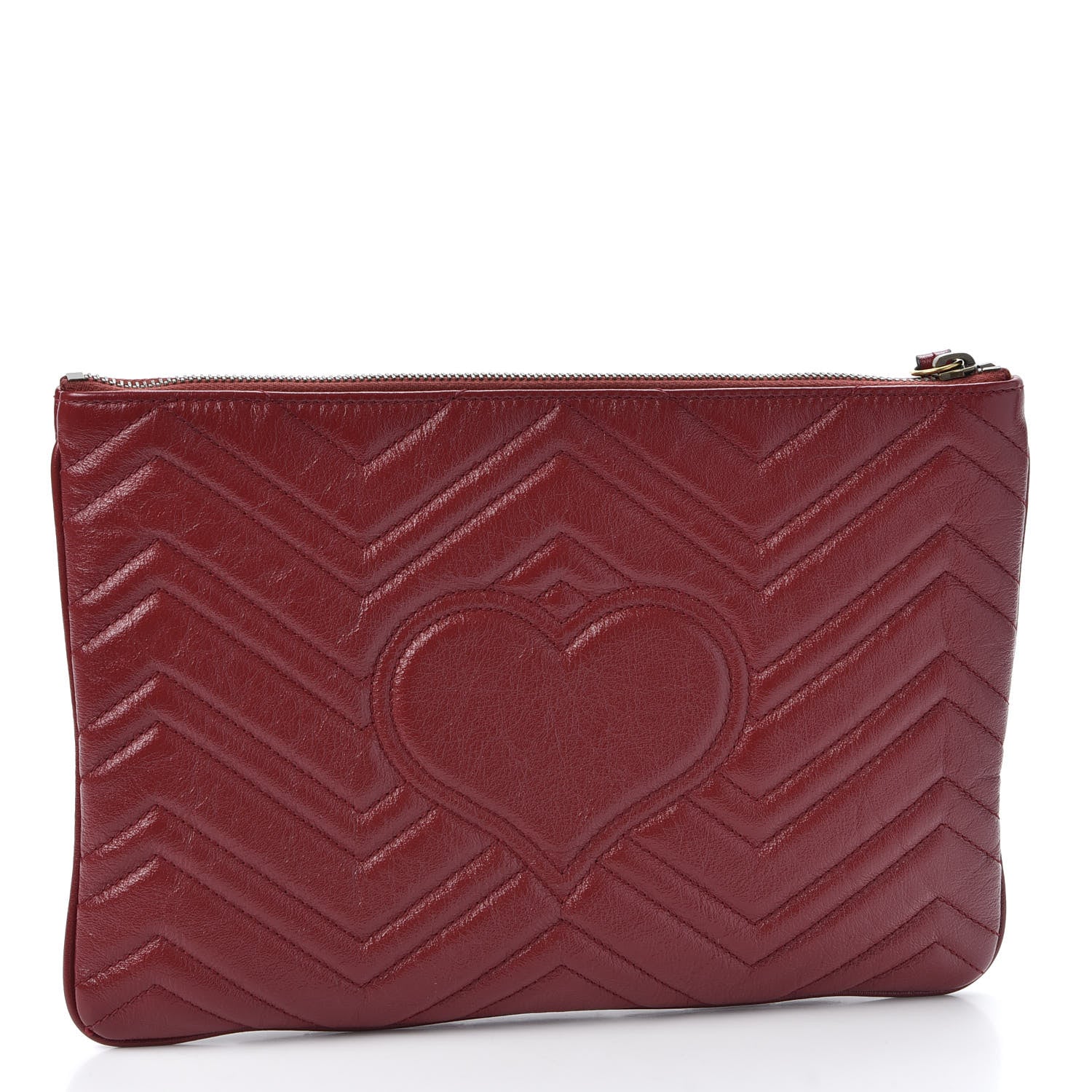 Gucci Azalea Calfskin Matelasse Heart GG Marmont Zip Pouch Romantic Cerise 2 of 8