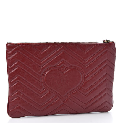 Gucci Azalea Calfskin Matelasse Heart GG Marmont Zip Pouch Romantic Cerise 2 of 8