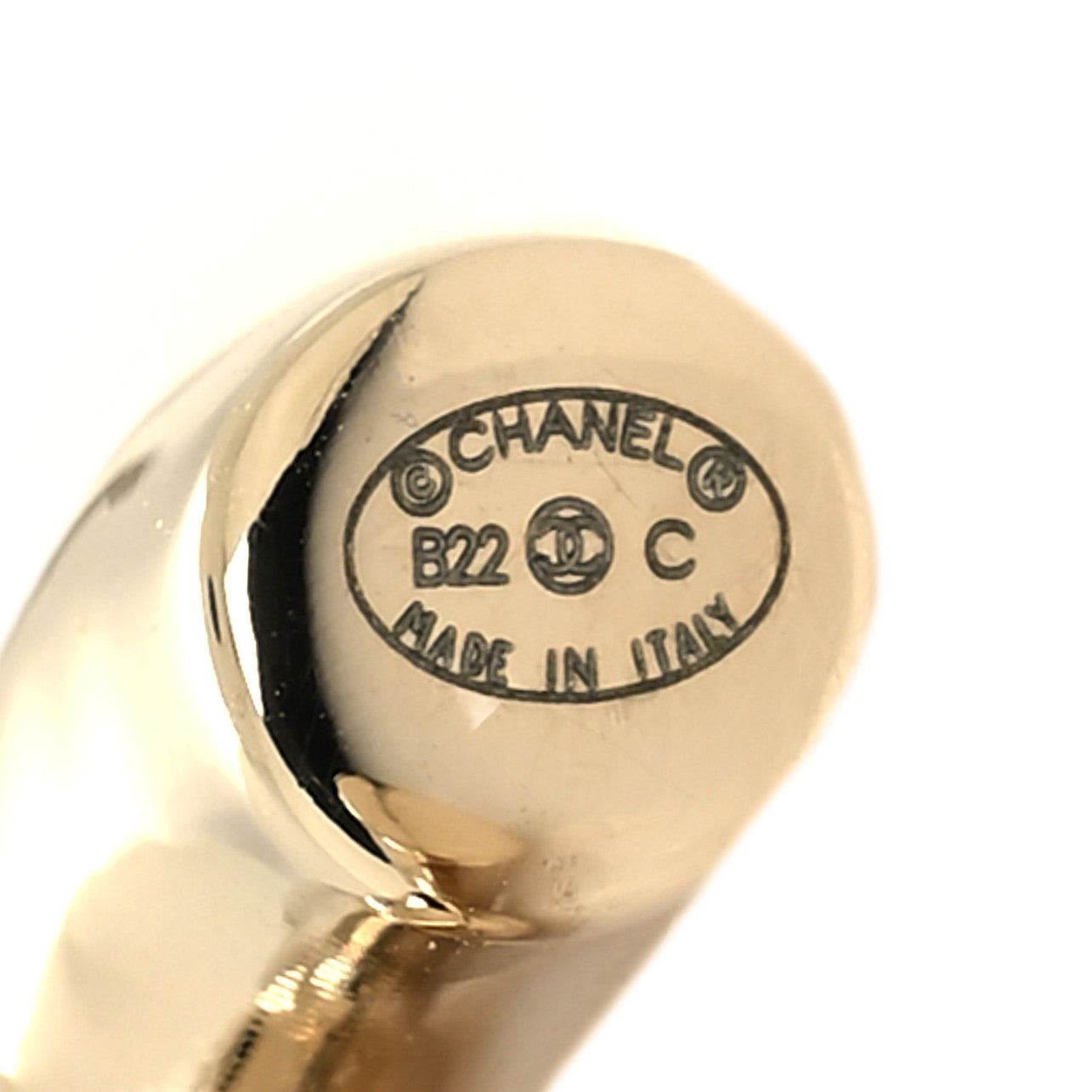Chanel Metal Large CC Earrings Light Gold 4 of 5