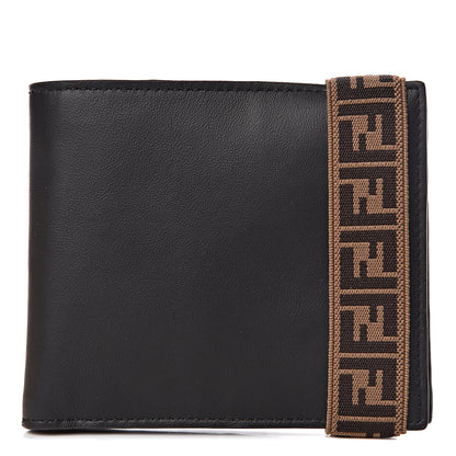 Fendi Vitello Grace Elastic FF Bi-Color Bi-Fold Wallet Black Sunflowers 1 of 8