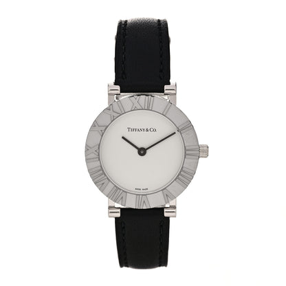 Tiffany Sterling Silver Calfskin 29mm Atlas Quartz Watch Black 1 of 5